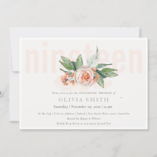 Pastel Peach Rosa Floral Bunch 19 Invitación de cu
