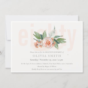 Pastel Peach Rosa Floral Bunch 80 Invitación de cu