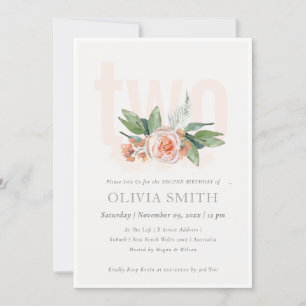 Pastel Peach Rosa Floral Bunch Invitación de cumpl