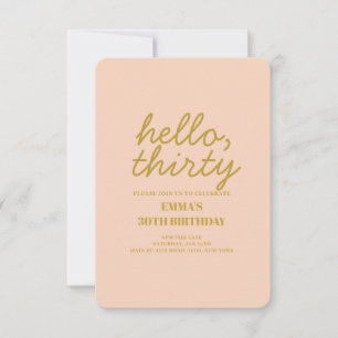 Pastel Peachy Hello Treinta Cumpleaños Invitación