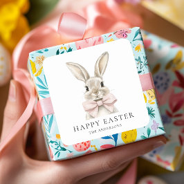 Pastel Pegatina de Pascua de Conejo Rosa