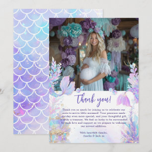 Pastel Pequeña Sirena Baby Shower Gracias Tarjeta