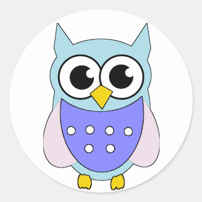 Pastel Personalizado Owl Pegatina (Anverso)