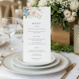 Pastel Pink & Blue Floral Spring Wedding Menu