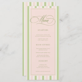 Pastel Pink & Green Stripes Retro Wedding Menu