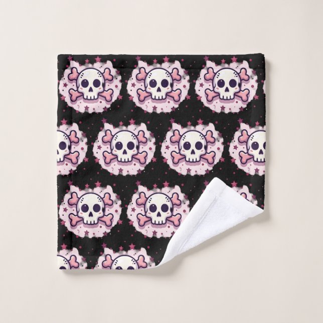 Pastel Pink Skull and Crossbones (Toallita)