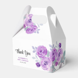 Pastel Purple Rosa Greenery Caja de Favor de Cumpl