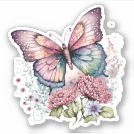Pastel Purple Whimsical Butterfly Pegatina