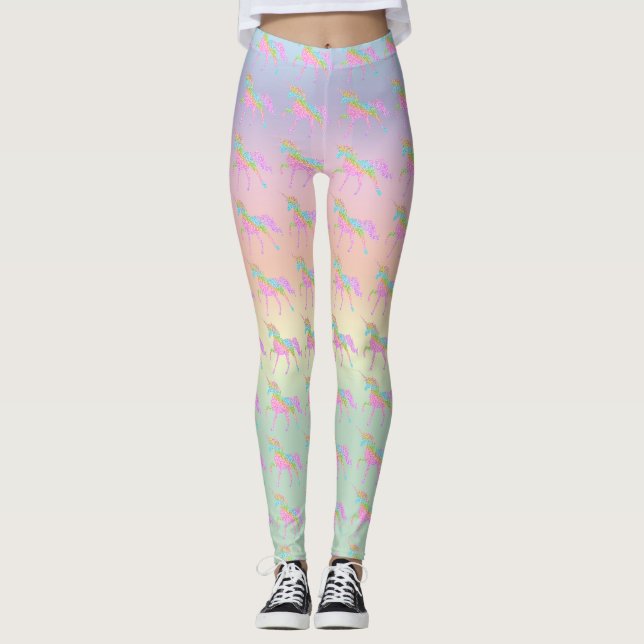 Pastel Purpurina Rainbow Unicorn Leggings Pants Yo (Anverso)
