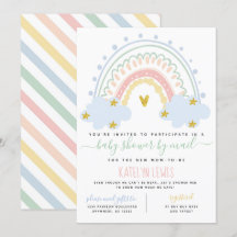 Pastel Rainbow Baby Shower por invitación de corre