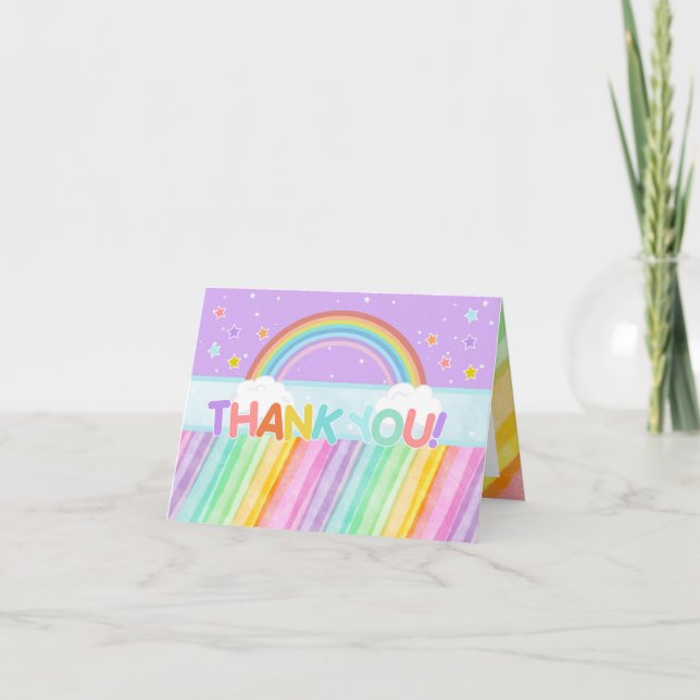 Pastel Rainbow Birthday Tarjeta de agradecimiento (Anverso)