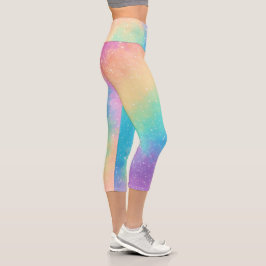 Pastel Rainbow Galaxy Capri Leggings