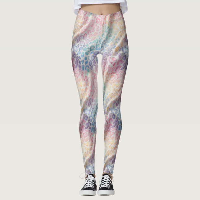 Pastel Rainbow Leopard Print Leggings (Anverso)