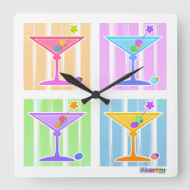 PASTEL RAINBOW MARTINIS WALL RELOJ