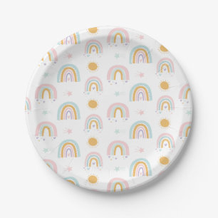 Pastel Rainbows y platos para fiestas de cumpleaño