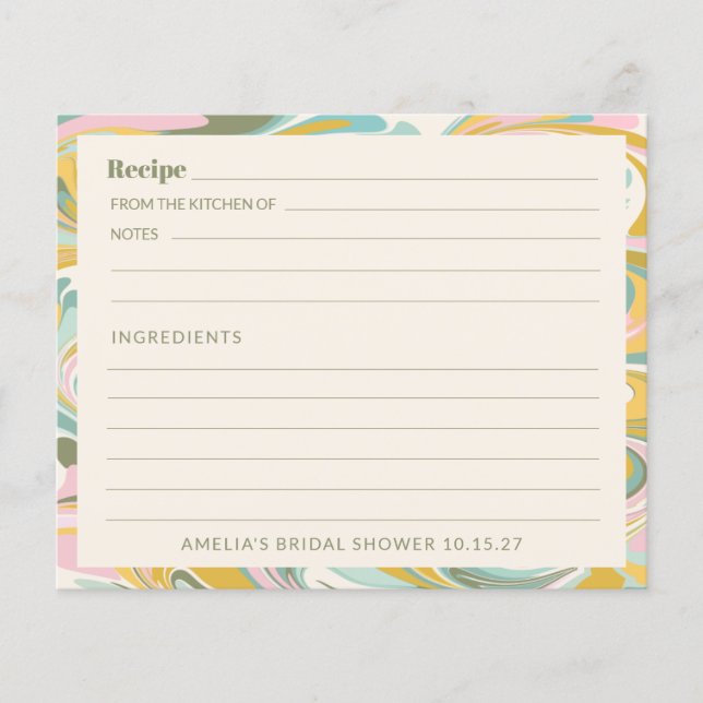 Pastel Resumen Personalizado Tarjeta de Receta de  (Anverso)
