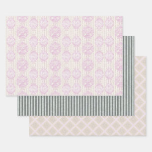 Pastel Rococo Damask Stripe Hojas de papel para en