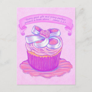 Pastel rosa~Buen regalo sobre la postal de las esc
