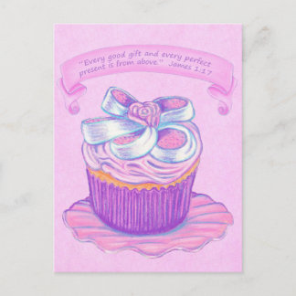 Pastel rosa~Buena postal de escritura de regalo