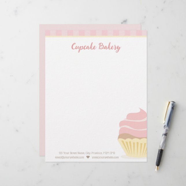 Pastel rosa con membrete de rayas (Anverso/Reverso In Situ)