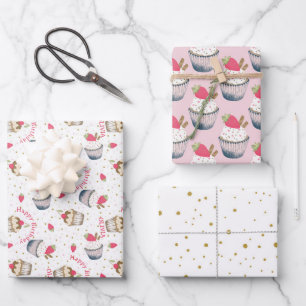 Pastel rosa Hojas de envolvimiento de cumpleaños -