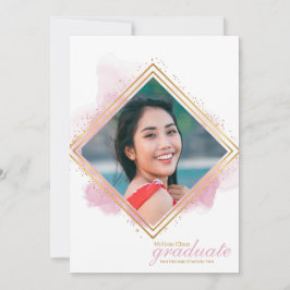 Pastel rosa suave y invitación a graduación de dia