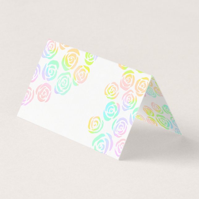 Pastel Rosas arcoiris Boda tarjetas de plaza (Anverso)