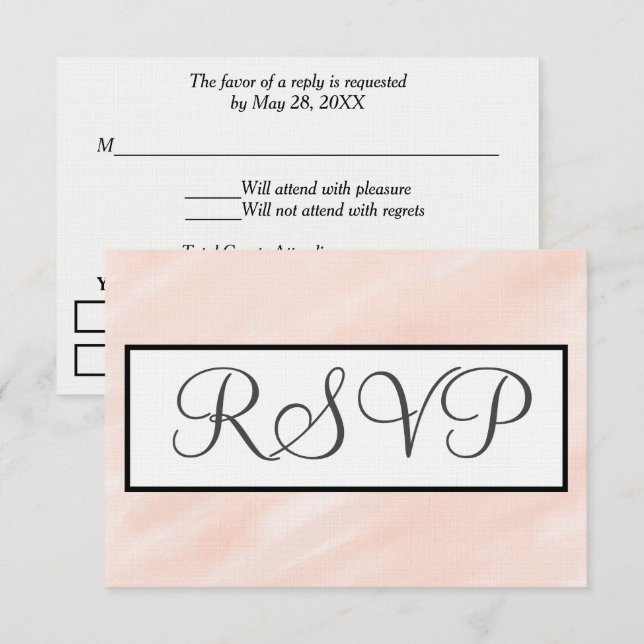 Pastel Rubor Watercolor Wedding RSVP (Anverso / Reverso)
