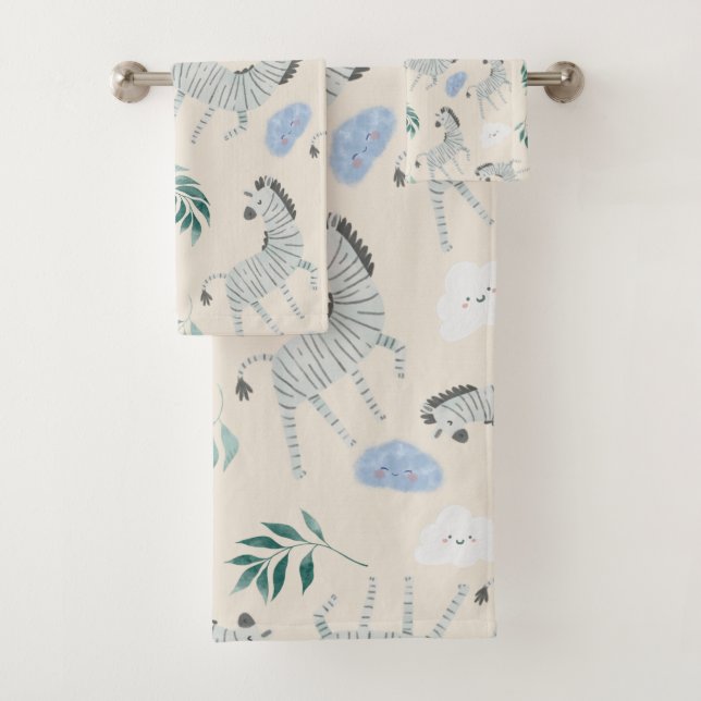 Pastel safari zebra animal patrón vivero rosa (In situ)