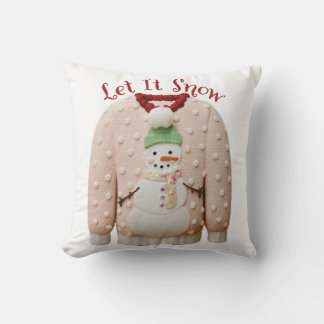 Pastel Snowman Navidades feos suéter Cojín decorat