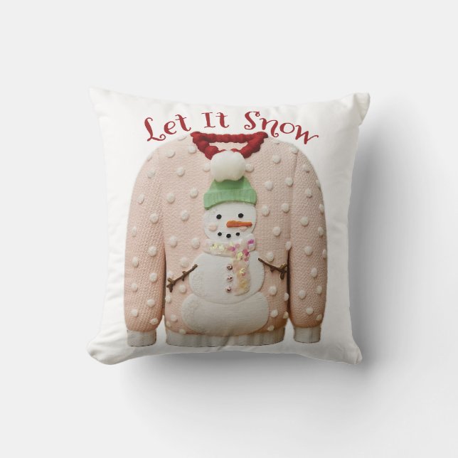 Pastel Snowman Navidades feos suéter Cojín decorat (Anverso)