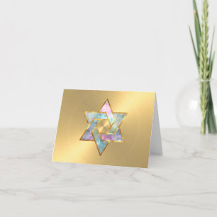 Pastel Star of David Gold Tarjeta de agradecimient
