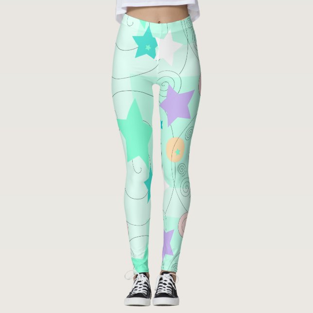 Pastel Stars Girly Holidays Leggings (Anverso)
