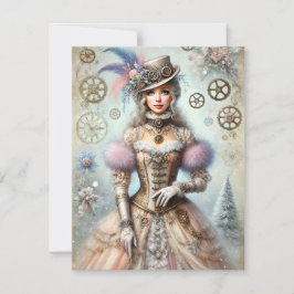 Pastel Steampunk Navidades tarjeta anciana