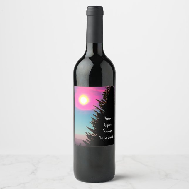 Pastel Sunset, Etiqueta de Vino Personalizado (Anverso)