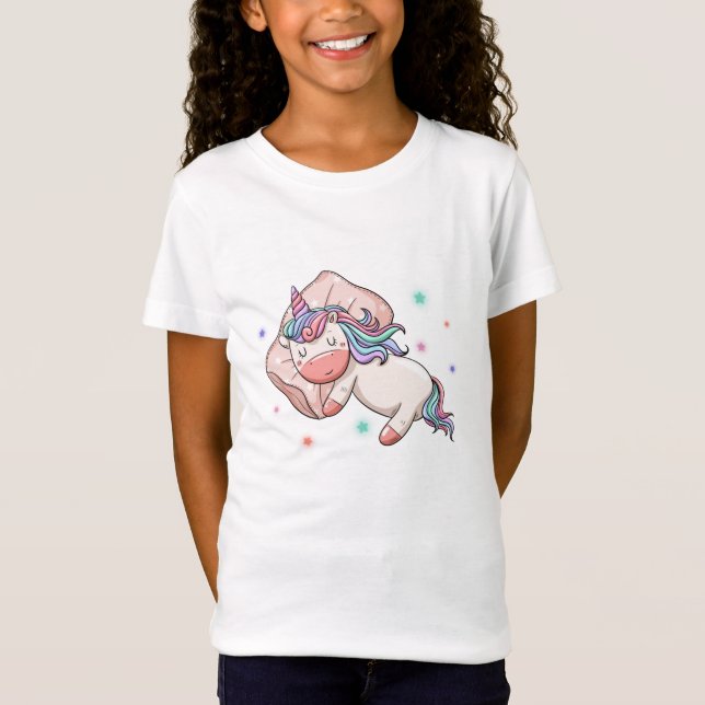 Pastel Unicorn durmiendo camiseta (Anverso)