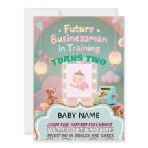 Pastel verde Baby Boy Invitación al cumpleaños par