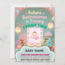 Pastel verde Baby Boy Invitación al cumpleaños par