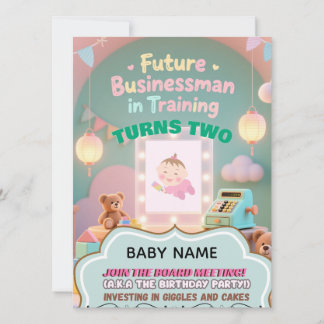 Pastel verde Baby Boy Invitación al cumpleaños par