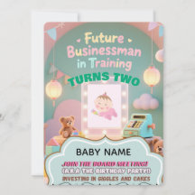 Pastel verde Baby Boy Invitación al cumpleaños par