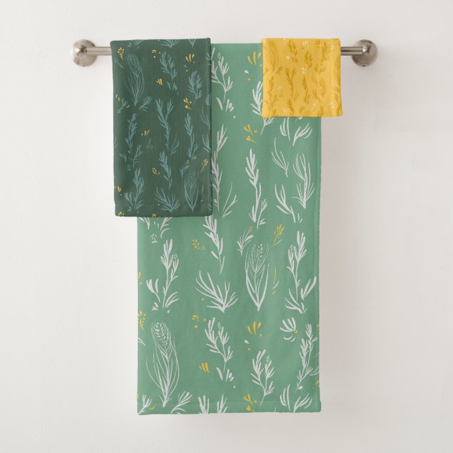 Pastel verde verano soleado amarillo y azul Toalla (In situ)