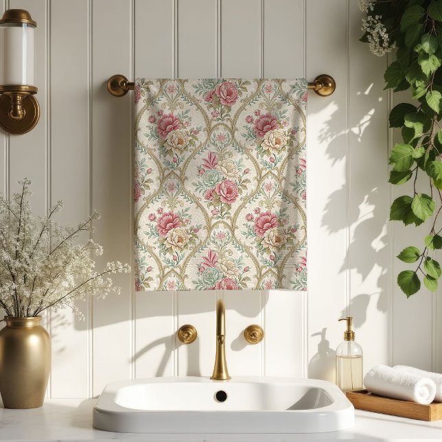 Pastel Victorian Towel Elegant Floral Bath Decor (Pastel Victorian Towel Elegant Floral Bath Decor)