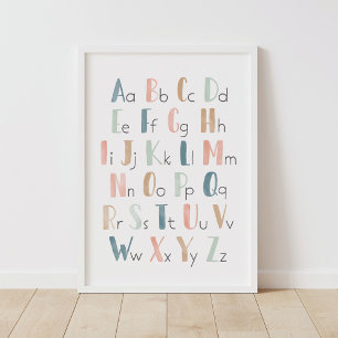 Pastel Watercolor Alphabet ABC Decoración en aula