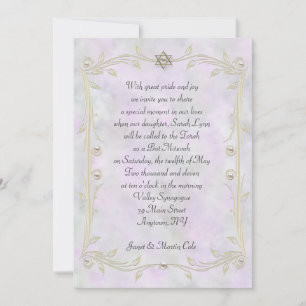 Pastel Watercolor Bat Mitzvah Invitación