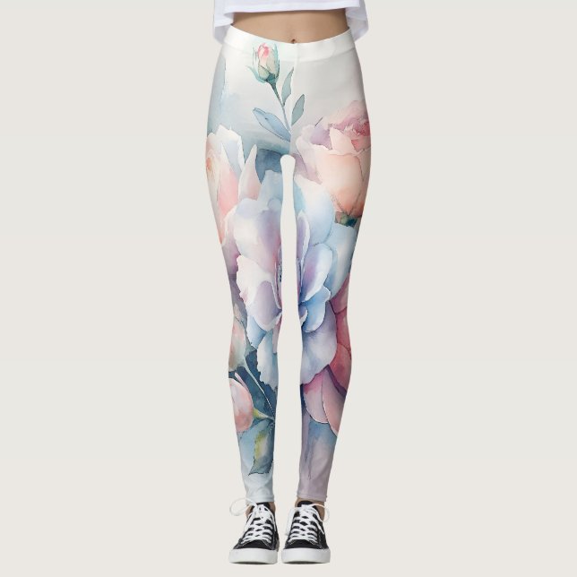 Pastel Watercolor Floral Leggings (Anverso)