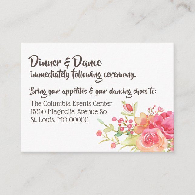 Pastel Watercolor Florals Boda Recepción (Anverso)