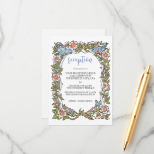 Pastel Wildflower Bird Border Wedding Recepción