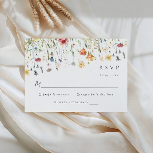 Pastel Wildflower Wedding RSVP Card (Subido por el creador)