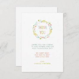 Pastel Wreath baby ducha nota de agradecimiento