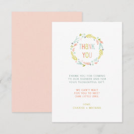 Pastel Wreath baby ducha nota de agradecimiento